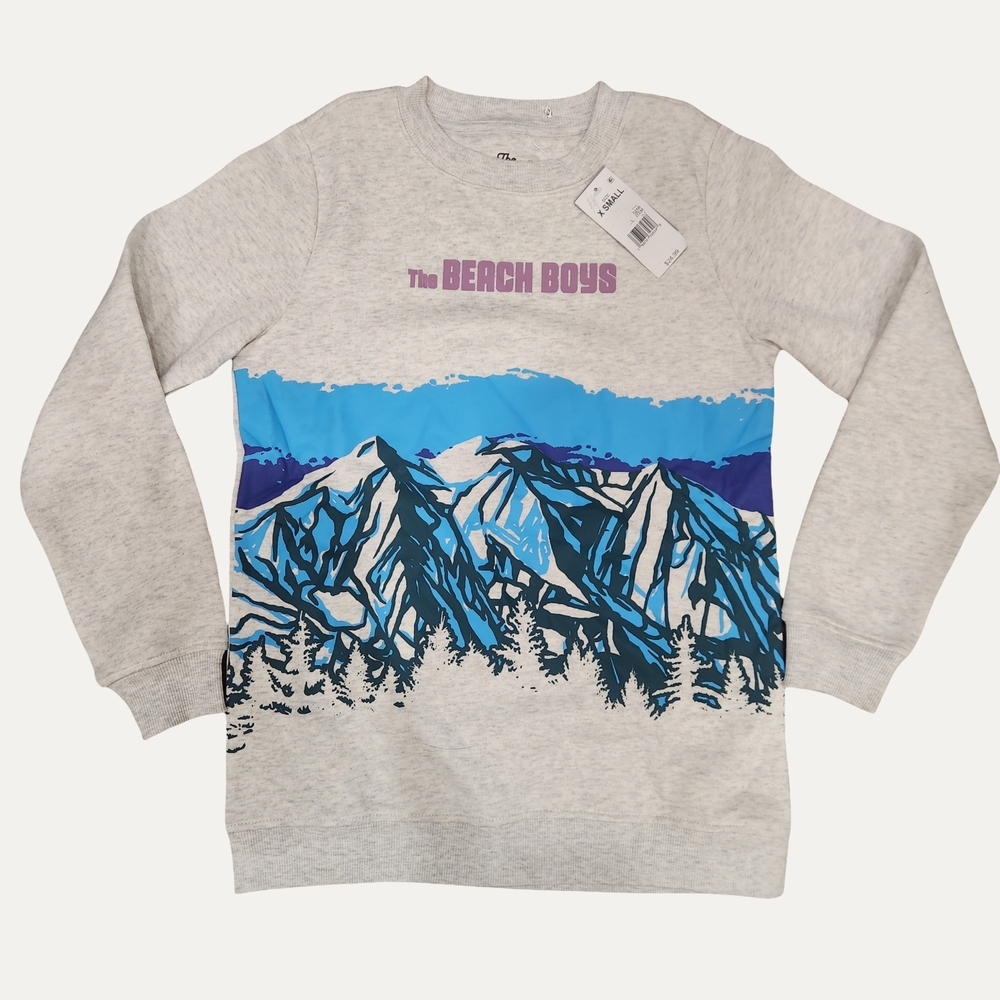 The Beach Boys Graphic Sweatshirt - Light Gray with Blue Mountain Print